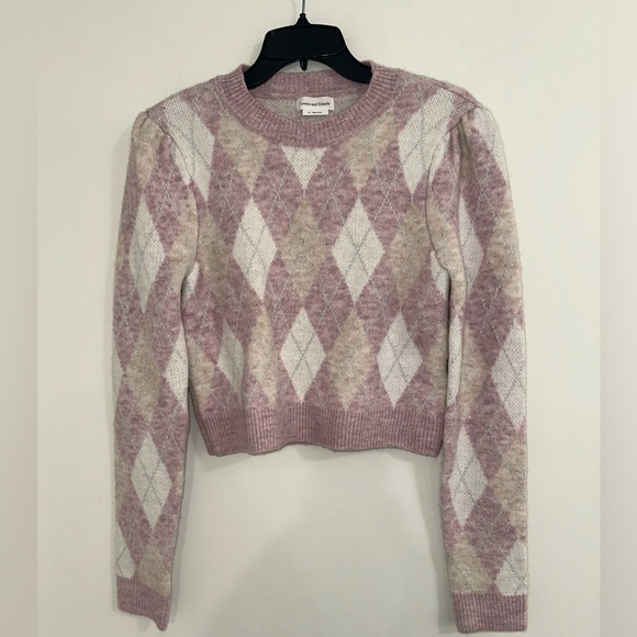 Lovers & Friends CASEY LUREX ARGYLE SWEATER sz S#H2 - Picture 3 of 6